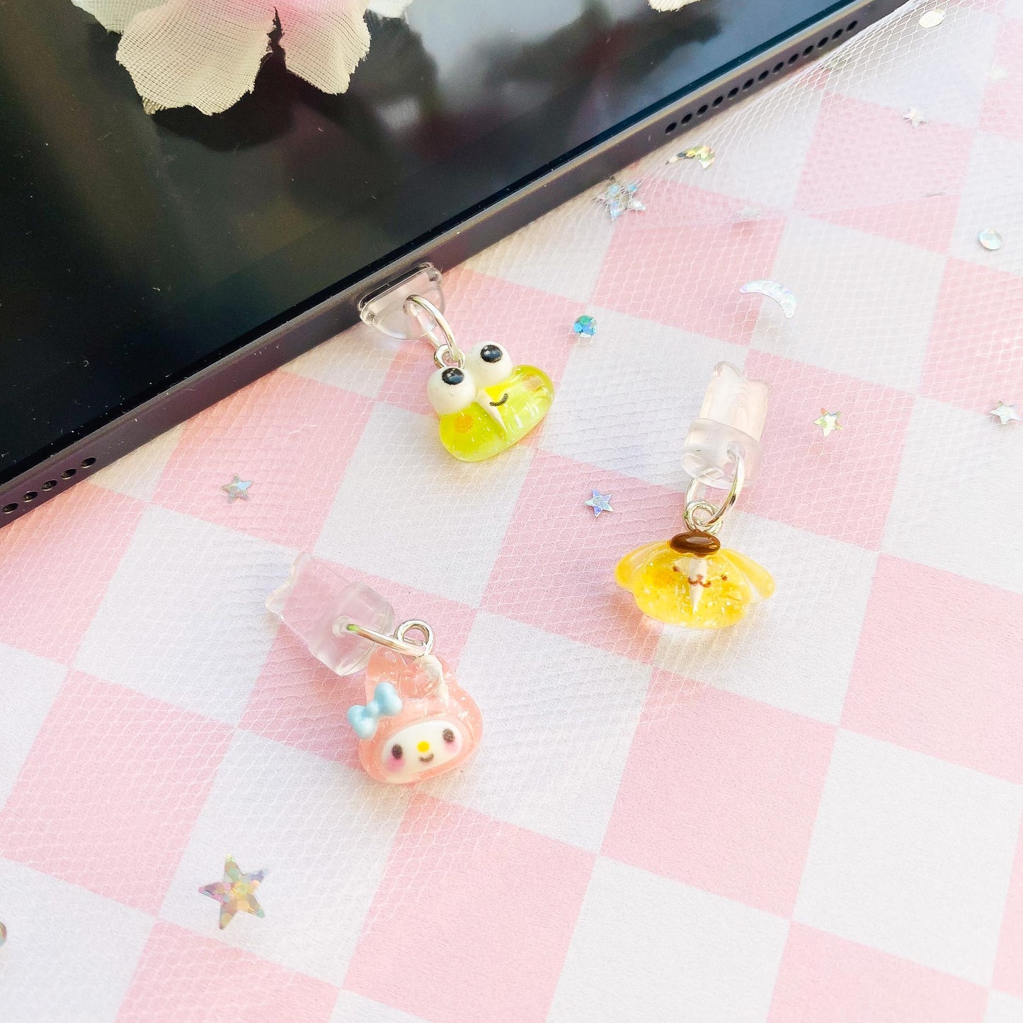 Sanrio Characters Dust Plug, My Melody Kuromi Kerropi Cinamoroll Charm Dust Plug for Switch Gaming Controller Earphone Audio Jack Attachment