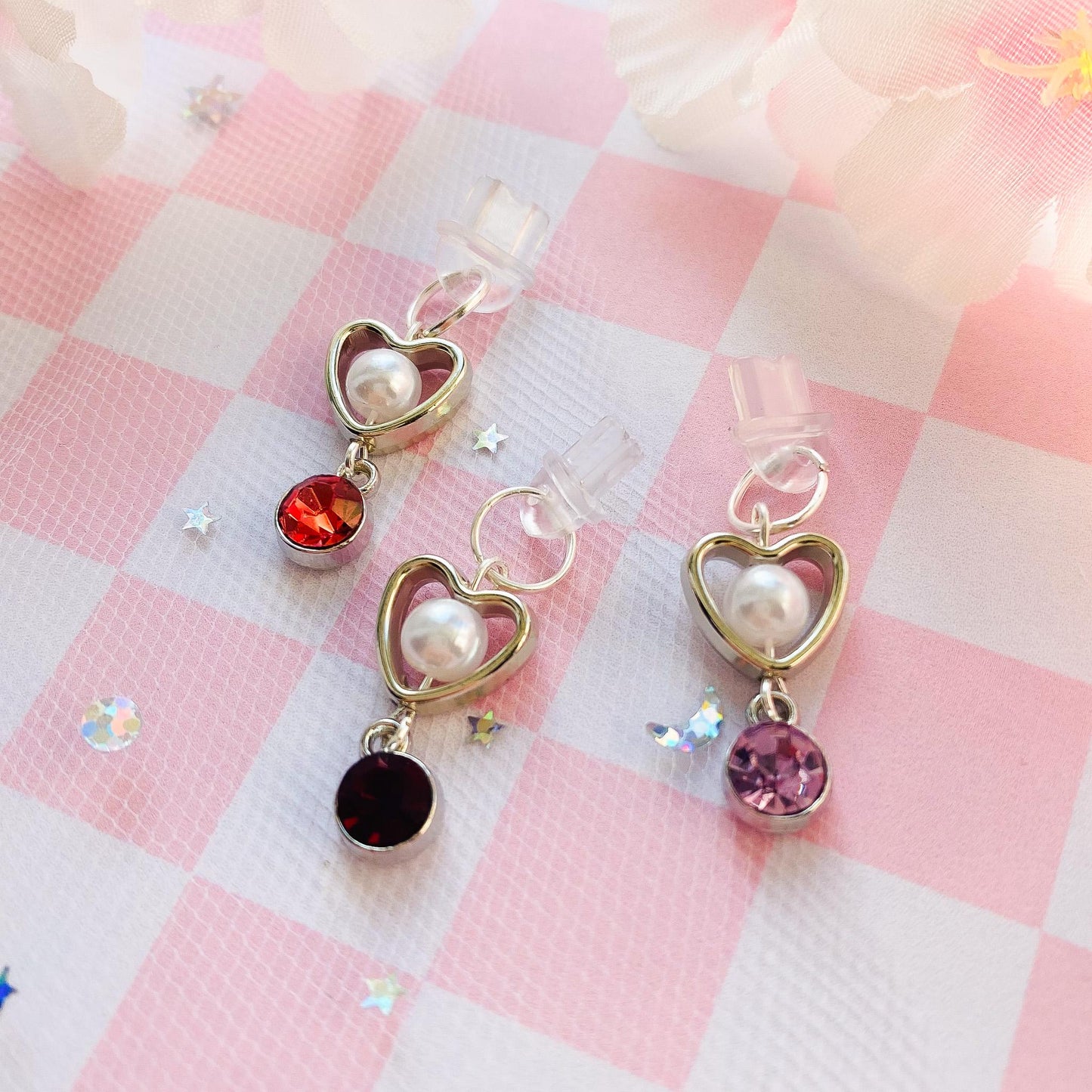 Birthstone Dust Plug, Personalizable Gemstone Heart with Pearl Charm, Dust Plug for Switch Gaming Controller Earphone Audio Jack Attachment