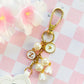 Chunky Sakura Bead Bag Charm Keychain, Floral Wrist Lanyard, Beaded Cherry Blossom Charm Strap Wristlet, Kawaii Bag Phone Key Accessory