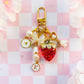 Chunky Sakura Bead Bag Charm Keychain, Floral Wrist Lanyard, Beaded Cherry Blossom Charm Strap Wristlet, Kawaii Bag Phone Key Accessory