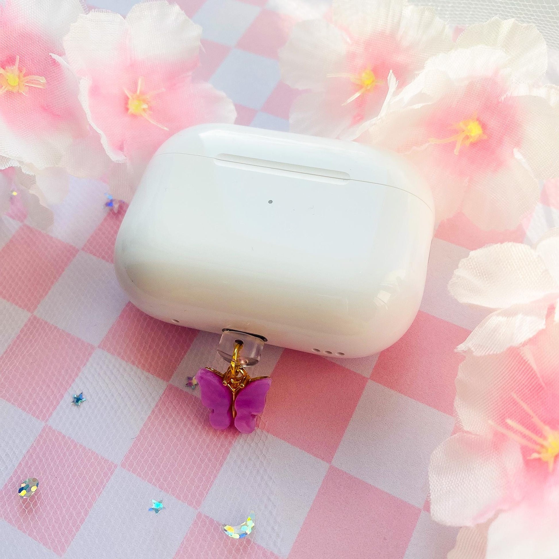 Butterfly Dust Plug, Cute Pearly Spring Butterfly Charm, Dust Plug for Switch Gaming Controller Earphone Audio Jack Attachment